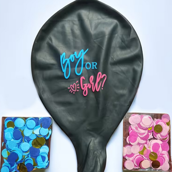 1 Globo Negros Gender Reveal + Confeti